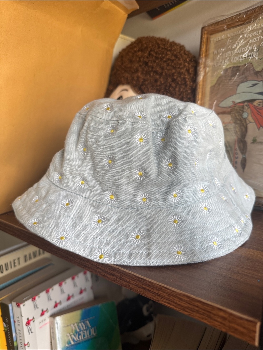 Altar'd State Light Blue Daisy Embroidered Bucket Hat